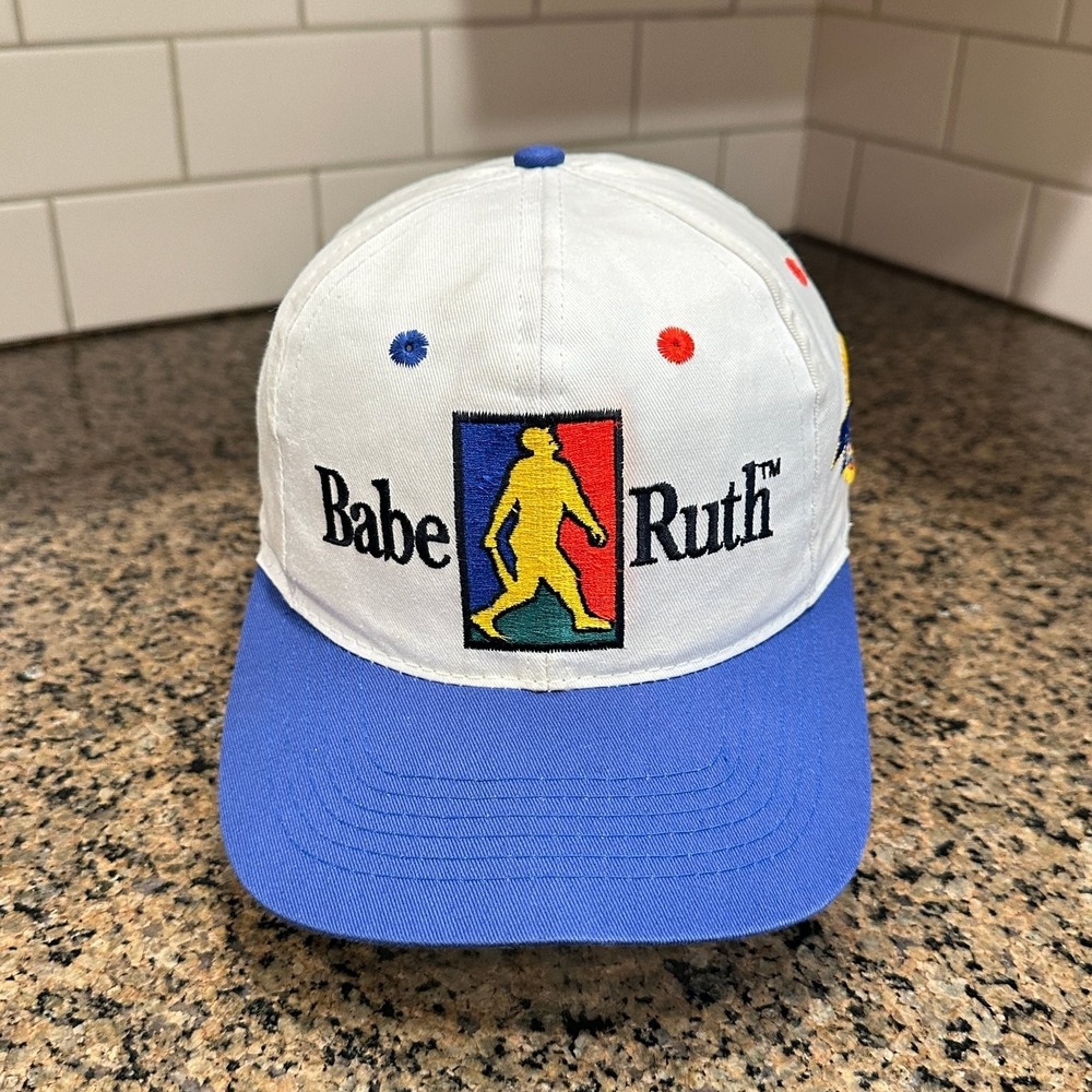 Vtg Babe Ruth Anaconda Sports Snapback Hat Cap White Blue 1999